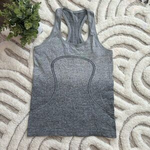 Lululemon White Dark Cast Gray Ombre Swiftly Tech Racerback Tank Womens 10